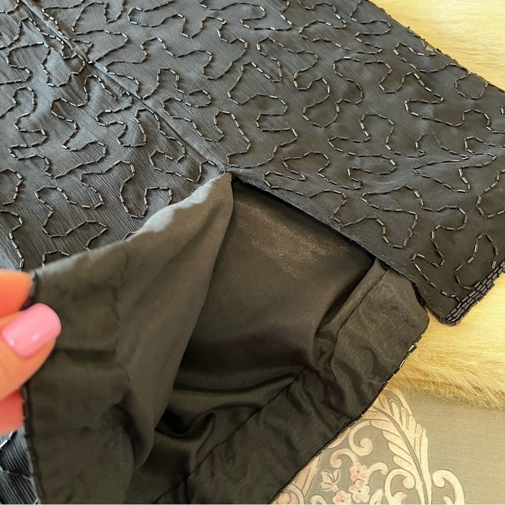 True 80’s Vintage AVENUE 7 CONTINENTAL FASHIONS INC Black Silk Heavy Beading S - Picture 16 of 16